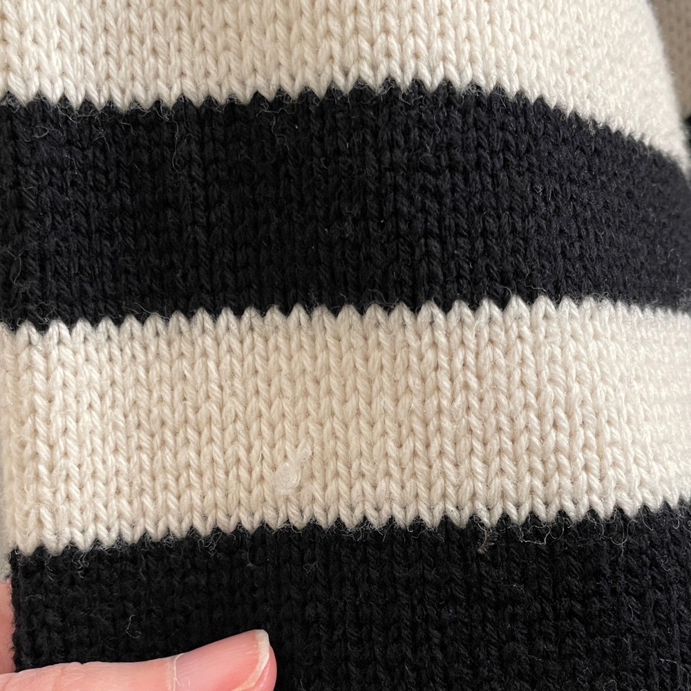 Ralph Lauren Polo Black & Cream Striped Layered Bullion Patched Sweater Size PL - Picture 17 of 17